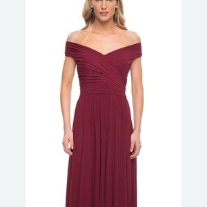 La Femme Red Gown Off-Shoulder Sweetheart